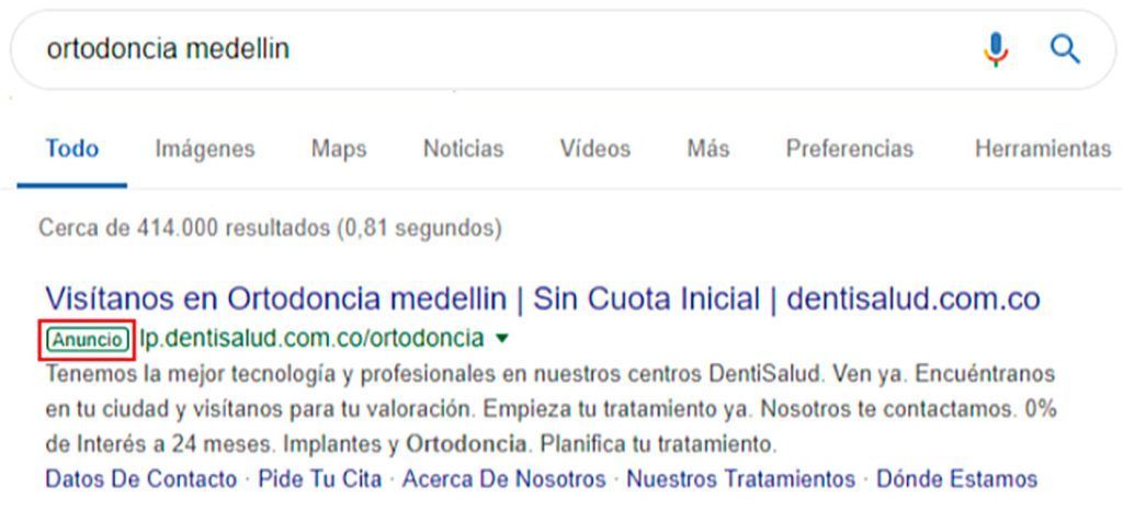 Anuncio publicitario en google ads